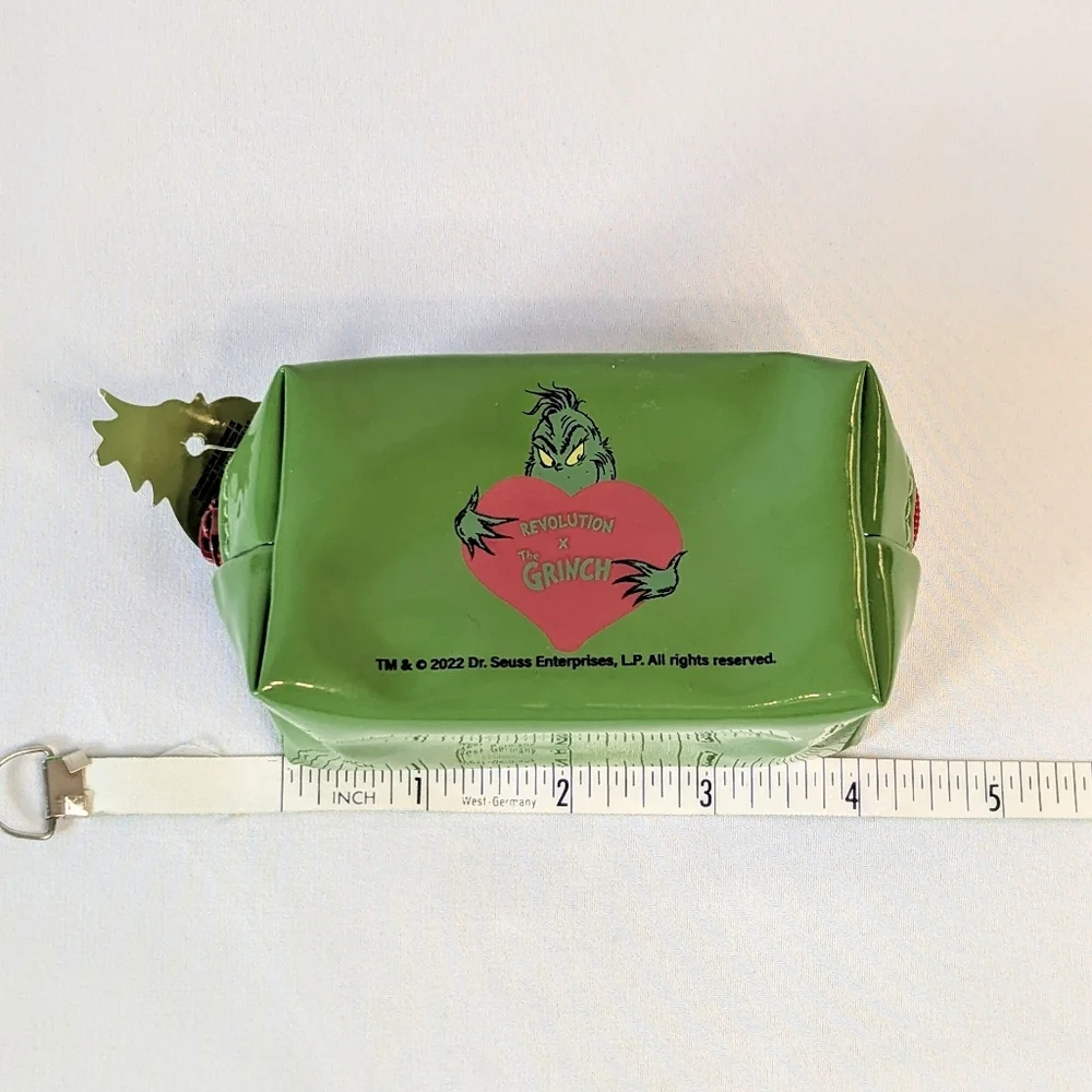 Grinch x Revolution Cosmetic Bag Small Holiday Christmas Make Up Tote Pouch NWT